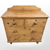 A late Victorian pine chest of drawers,