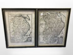 Two 17th / 18th century engraved and hand coloured maps of Linconshire, each 27 cm x 20 cm.