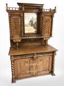 A 19th century oak mirror back sideboard, width 137 cm.