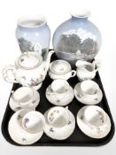 Two Bing and Grondhal porcelain vases and a Furstenberg tea service