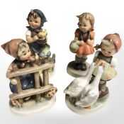 Four 1970's Hummel and Goebel figurines of farmyard girls