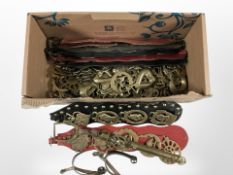 A collection of horse brasses,