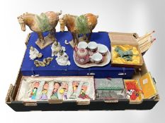 Quantity of oriental export items : Tang style pottery horses, other figures,