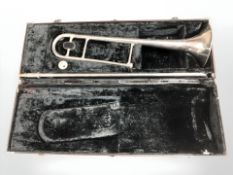 A Boosie & Hawkes imperial chrome trombone,