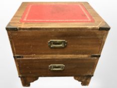 Two drawer military style chest of drawers,