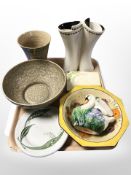 A group of Clarice Cliff designed ceramics including Royal Staffordshire vase,