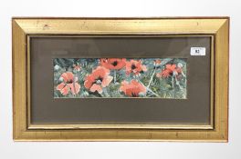 Mary Ann Rogers (Contemporary) : Study of poppies, watercolour, 11 cm x 34 cm.