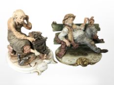 Two Capo di Monte figures : tramp and cobbler