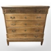 A 19th century oak five drawer chest,