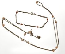A 9ct gold coral necklace and further bracelet CONDITION REPORT: 5.