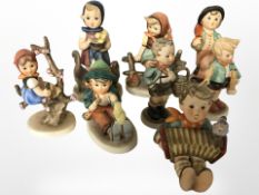 Eight Geobel figures of girls and boys