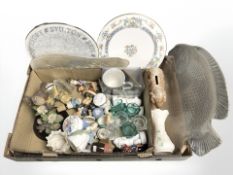 A group of Goebel, Doulton and other figurines, porcelain plates,