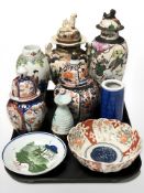 A group of Chinese and Japanese export porcelain and Earthenware ceramics including vases,