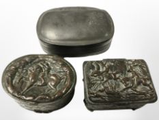 Three Victorian snuff boxes