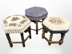 Three hexagonal footstools.