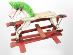 A vintage wooden rocking horse.