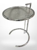 A 20th century chrome rise and fall occasional table,