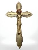 A French Art Deco bronze crucifix, length 30 cm.