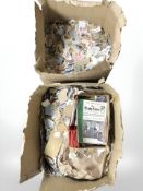 Several thousand loose 20th century stamps (two boxes)