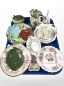 Miscellaneous ceramics including Mason's chartreuse jug, Maling lustre dishes, Royal Worcester,