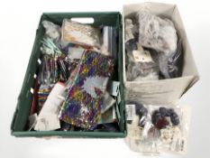 A group of sequinned hand bags, marker pens, craft items, scrunchies,