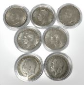 Five George VI two shilling coins (1942 X3 and 1943 X2), all extremely fine,