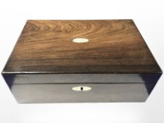 A Victorian rosewood writing slope, width 35 cm.