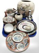 Oriental ceramics including 20th century Japanese vase, export tea china, cloisonne vase,