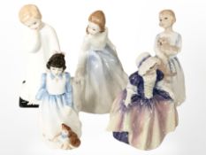 Five Royal Doulton figures : Andrea HN 3058, My First Pet HN 3122, Dinky Do HN 1678,