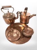 A Victorian copper kettle,