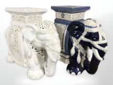 Two ceramic elephant plant stands, height 45 cm.
