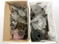 A large quantity of Continental glass wares, large bottle vase, decanters, drinking glasses,