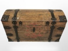 A 19th century iron bound oak blanket chest,