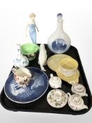 A Royal Copenhagen bottle vase with stopper, Royal Doulton figure of Diana,