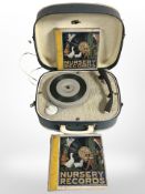 A Fidelity portable record player and a HMV album of nursery records