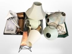 Assorted table lamps and light fittings (three boxes)