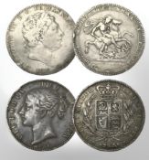 A George III crown 1819 and a Victorian crown 1845