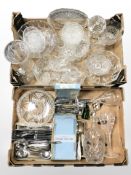 Assorted crystal and pressed glass, stainless steel,