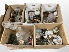 A large quantity of continental glass ware, ceramics, wicker baskets, etc.