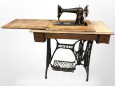 An antique Singer treadle sewing machine