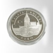 A Turkey 1998 3000000 Lira (Galata Tower) 0.925 silver coin, 31.3g.
