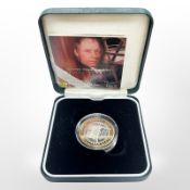 A Queen Elizabeth II 200th anniversary of The Steam Locomotive two pound 0.925 silver coin, cased.