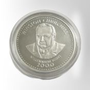 A Somalia 2000 Winston Churchill 0.925 silver 250 Shilling coin, 23g.