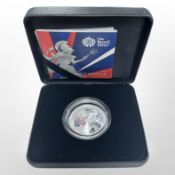 A Queen Elizabeth II 2017 Britannia 0.999 fine silver proof coin, 31.21g, cased.