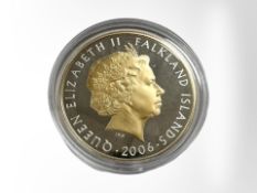 A Queen Elizabeth II Falkland Islands 2008 1 pound 'Fifty pence' 0.925 silver coin, 28.3g.
