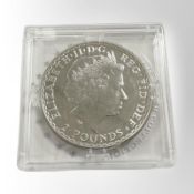 A Queen Elizabeth II 2014 Britannia 2 pound fine silver 0.999 coin, 31.