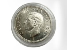 A George VI 1948 0.800 silver five shilling coin, 28.3g.