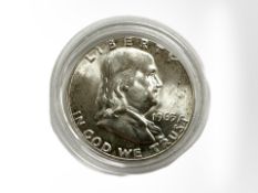 A United States of America Franklin 0.900 silver half dollar, 12.5g.