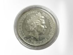 A Queen Elizabeth II 2001 Britannia 2 pound fine silver 0.999 coin, 32.4g.