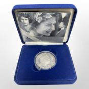A Queen Elizabeth II 2006 0.925 silver proof eightieth birthday crown, 28.28g, cased.